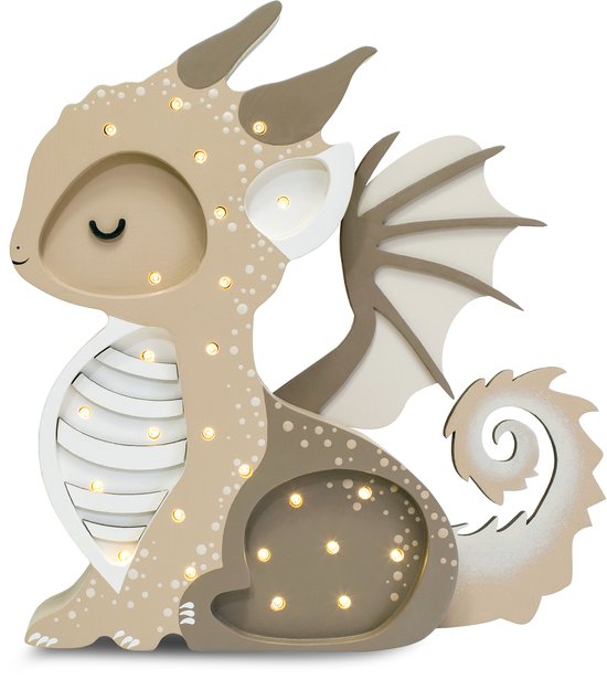 Little Lights Baby Dragon Lamp -Tiramisu Brown kinderkamer lamp van Little Lights