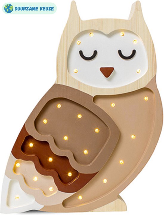 Little Lights kinderlamp uil, beige van Little Lights