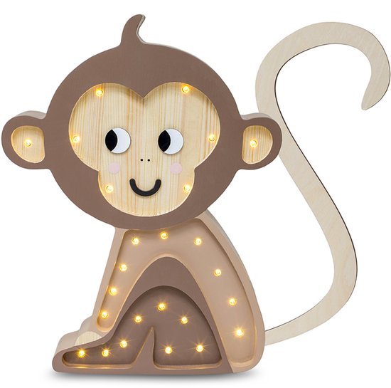 Little Lights - Nachtlampje - Monkey - Jungle Brown - LED & Timer van Little Lights