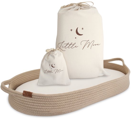 Little Moon Verschoonmand XL – Aankleedkussen – Incl. Matras en 2 Matrashoesjes – Verschoonkussen – Natural Sand