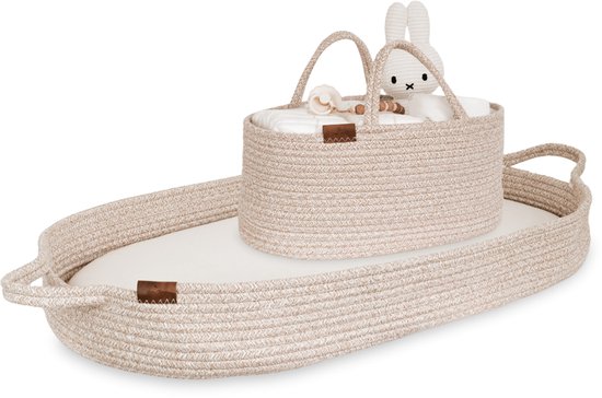 Little Moon Verschoonmand XL & Luiermand Set – Aankleedkussen – Commodemandje – Marled Beige