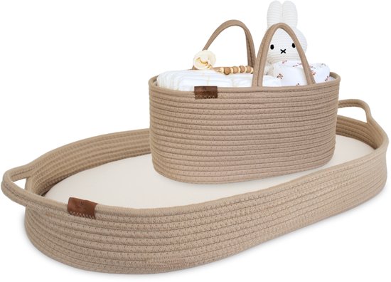 Little Moon Verschoonmand XL & Luiermand Set – Aankleedkussen – Commodemandje – Natural Sand