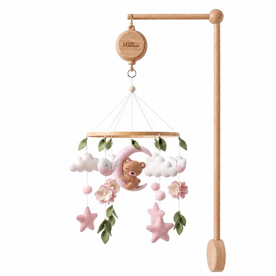 Little Pinky Bear - Baby - Baby speelgoed- Babykado - Kraamkado - Baby muziekmobiel - Houten muziekmobiel