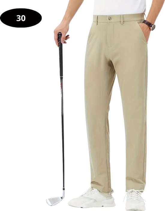 Livano Golfbroek Heren - Golfkleding - Golfen - Golf Accessoires - Nette Pantalon - Beige XS - Maat 44 van Livano