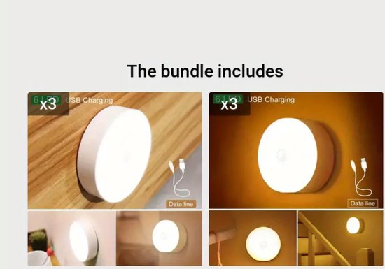 Livano Nachtlampje - Volwassenen - Kinderen - Slaapkamer - Baby - Nachtlamp - Leeslamp - Slaapkamer - 3x Wit Licht & 3x Warm Licht van Livano