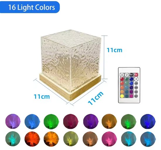 Livé® 16-Kleur Nachtlamp – Dynamische Draaiende Waterrimpel Lamp van Merkloos