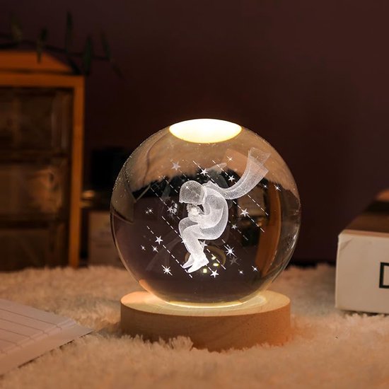 longziming -Kristallen nachtlamp bol – kleurrijke glazen decoratie met warm licht – Kleine Prins en sterren – sfeervol nachtlampje voor slaapkamer, bureau en kinderkamer van Merkloos