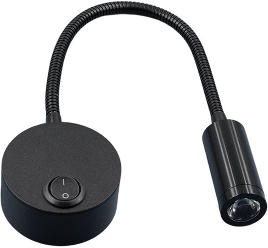 longziming -Zwarte Leeslamp, Flexibele Zwaan-hals LED Wandlamp met Schakelaar voor Slaapkamer van Merkloos