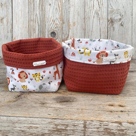 Lovely Stitches Commodemandjes Jungle Dieren Terracotta – Set van 2