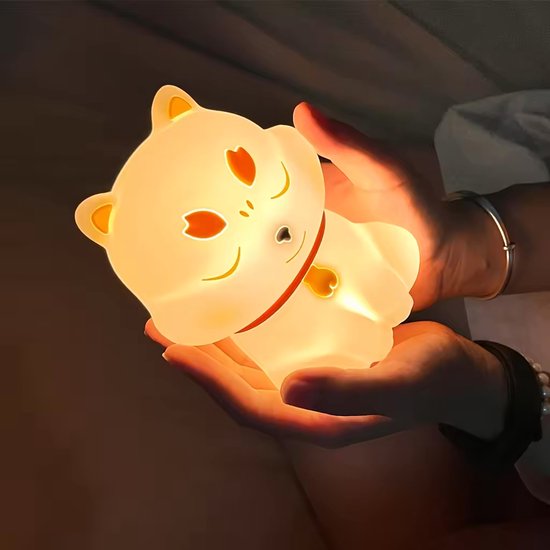 Lucky cat | Nachtlamp | Night light |Soft |zacht - touch bediening | 16 kleuren | Oplaadbaar | Zacht Siliconen LED Lamp | Nachtlampje Kinderen | Babykamer | Babyshower | Kraamcadeau | Bedlamp | Kinderlamp van Merkloos
