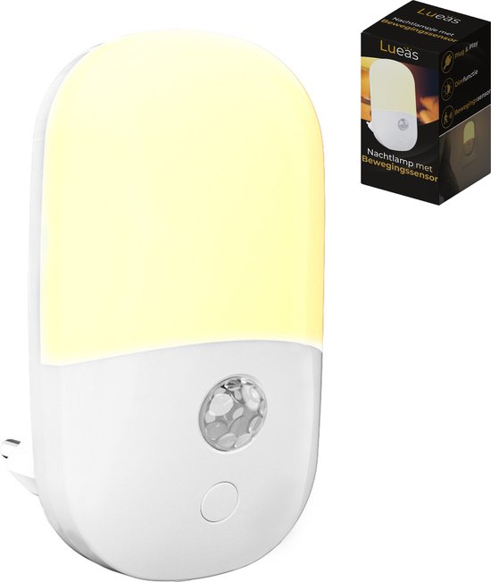 Lueas® -Nachtlampje met Bewegingssensor - LED Nachtlampje Stopcontact - Nachtlampje voor Kinderen en Volwassenen- Warm licht - Dimbaar van Merkloos