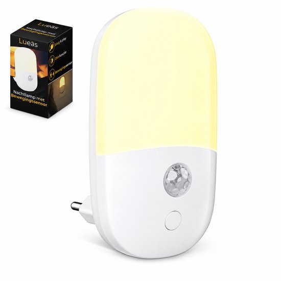 Lueas® -Nachtlampje met Bewegingssensor - LED Nachtlampje Stopcontact - Nachtlampje voor Kinderen en Volwassenen- Warm licht - Dimbaar van Lueas
