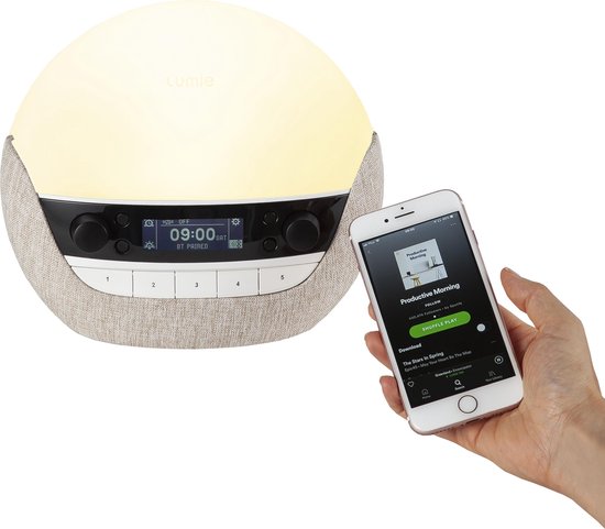 Lumie Bodyclock Luxe 700FM - Sleep & Wake-up light - FM radio - Bluetooth speakers - 27 geluiden - nachtlampje van Lumi.