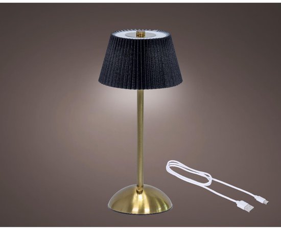 Lumineo LED tafellamp zwart oplaadbaar - verstelbaar licht 30,5cm.