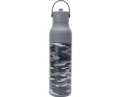 LUND London | Sport Drinkfles | Lichtgewicht | Drupvrij | RVS | Drinktuit | Dubbelwandig | Zwart/Grijs Camo van Lund