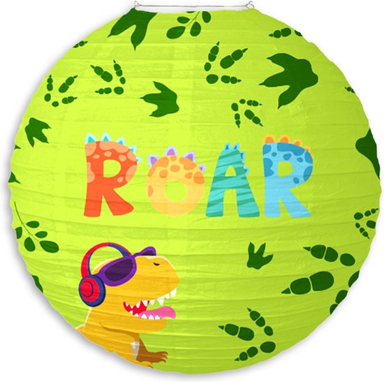 LUQ - Dino - Lampion - Sint Maarten - Lampionstokje - Zonder - Lichtje - Treklampion - Papier - Kind - Groen - Versiering - 1 Stuk