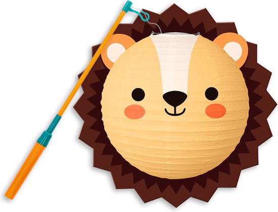 LUQ - Leeuw - Lampion - Sint Maarten - Lampionstokje - Met Lichtje - Dieren - TrekLampion - Papier - Kind - 1 Stuk van LUQ