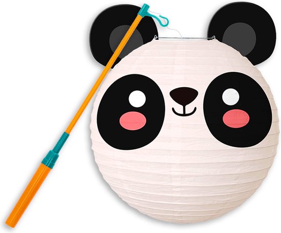 LUQ - Panda - Lampion - Sint Maarten - Lampionstokje - Met Lichtje - Dieren - TrekLampion - Papier - Kind - 1 Stuk van LUQ