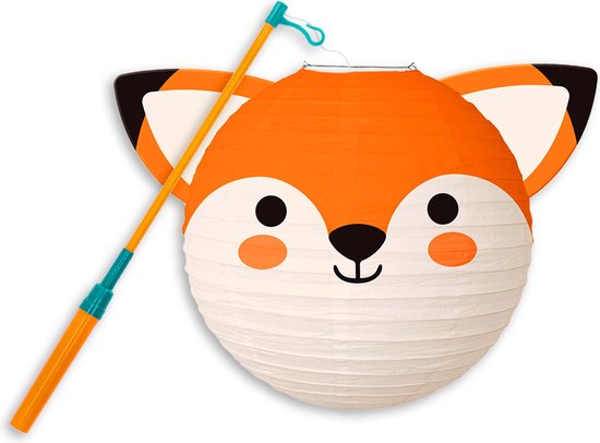 LUQ - Vos - Lampion - Sint Maarten - Lampionstokje - Met Lichtje - Dieren - TrekLampion - Papier - Kind - 1 Stuk van LUQ