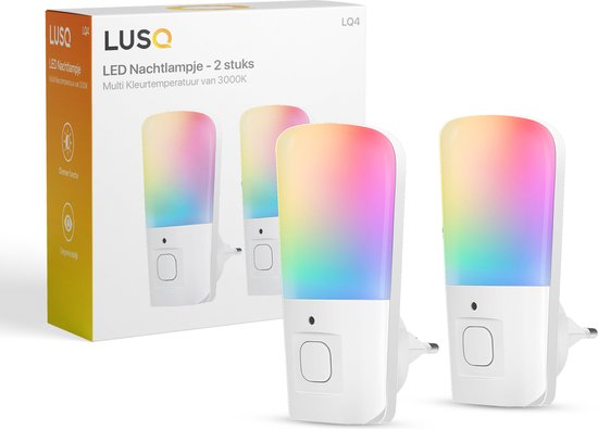 LUSQ® - 2 Stuks - Nachtlampje Kinderen - Stekkerlamp - Nachtlampje Stopcontact - Multi Colour - Stopcontactlamp van LUSQ®