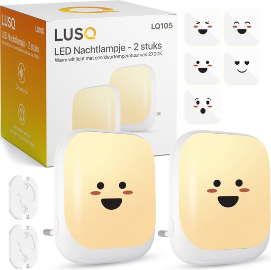 LUSQ® - Dimbare Babykamer Nachtlampjes - Warm Wit - 2 Stuks - Premium Set Wit - Incl. Stopcontactbeschermers van LUSQ®