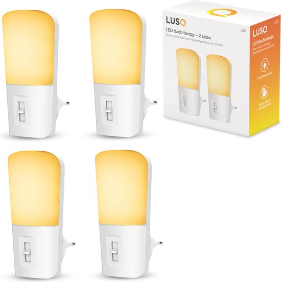 LUSQ® - LED Nachtlampje in Stopcontact - 4 stuks - Dimbare Nachtlampjes met Sensor - Nacht Lamp met Dag en Nacht Sensor van LUSQ®