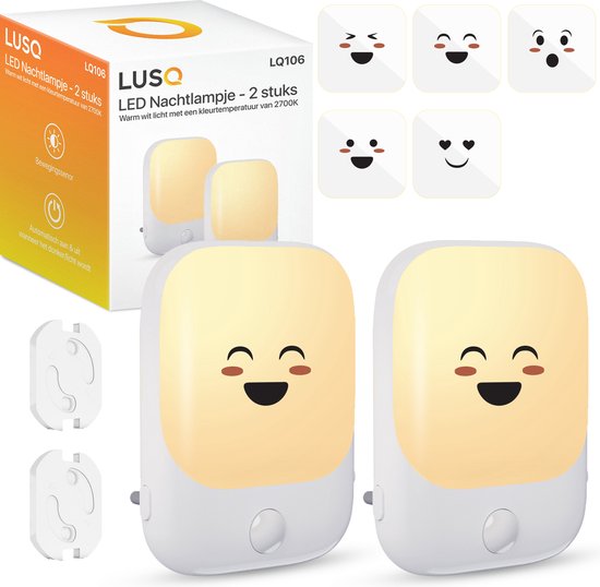 LUSQ® - Nachtlampje Stopcontact met Bewegingssensor voor Volwassenen & Kinderen - 2 Stuks - Premium Set Wit van LUSQ®