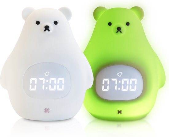 LUVION® Beer Slaaptrainer - Kinderwekker - Slaapwekker - Met nachtlamp functie en wekker timer - Slaaphulp voor kinderen vanaf de peuter leeftijd - Ook leuk als nachtlampje voor baby's van LUVION