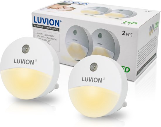 LUVION® LED Nachtlampje Stopcontact Duo Verpakking- Nachtlampje voor Baby's, Kinderen en Volwassenen van LUVION