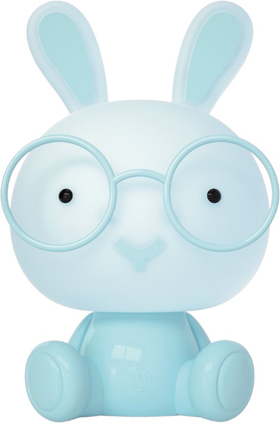 Luxus Nachtlamp Kinderkamer Bunny - Blauw - Nachtlampje baby - Voor kinderen - Slaapkamer - 7 kleuren licht - RGB - Bluetooth speaker - Draadloos - Oplaadbaar van Merkloos