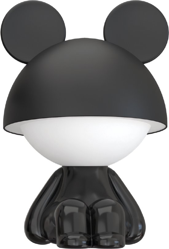 Luxus Nachtlamp Kinderkamer Mouse - Zwart - Nachtlampje baby - Voor kinderen - Slaapkamer - 7 kleuren licht - RGB - Bluetooth speaker - Draadloos - Oplaadbaar van Merkloos