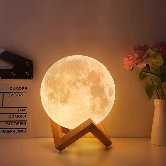 Maanlamp 3D - Decoratieve bol - Sfeerverlichting creëren - Met afstandsbediening - 15 cm diameter - RGB 16 kleuren