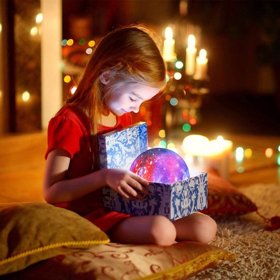 Maanlamp 3D - Nachtmaanlamp - galaxy -RGB Maanlicht - Maanlicht met Afstandbediening van Merkloos