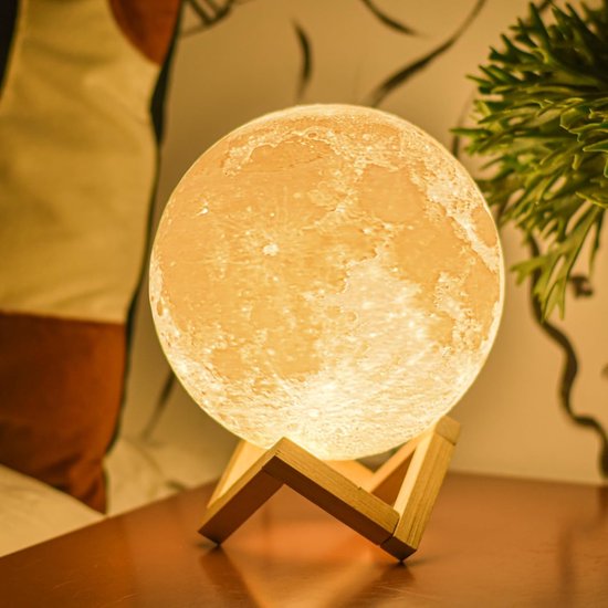Maanlamp, 3D-print Maanlamp Dimbaar USB-oplaadbaar Touch voor kinderen en geliefden Verjaardag Slaapkamer Romantisch cadeau (7,1 inch) van Vgaiughar