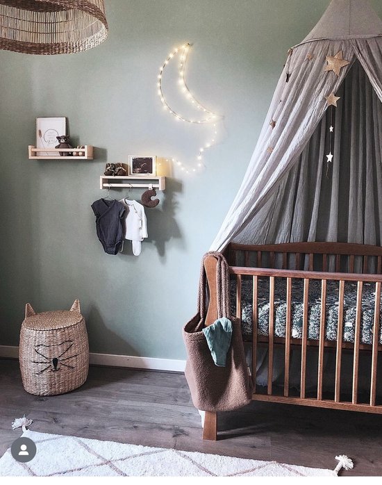 Maanlamp - Maanlampje goud - 30 cm - babykamer - kinderkamer - Nachtlamp - Metaal - cadeau - versiering - Lang snoer van Deluxa