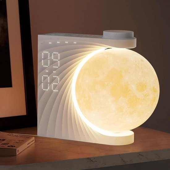 Maanlamp met wekker en RGB verlichting voor ontspanning en slaap van Merkloos