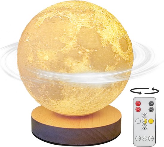 Maanlamp Slaapkamer - Decoratieve Lamp - Sfeerverlichting Creëren - Magnetisch Draadloos Opladen - 15cm Diameter - Drie Kleuren