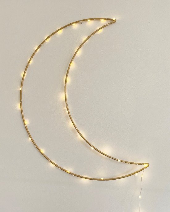 Maanlampje - Maan lamp - Metaal - Ledverlichting - Nachtlampje - Babykamer - Kinderkamer - Goud - 40cm van Marvelloz