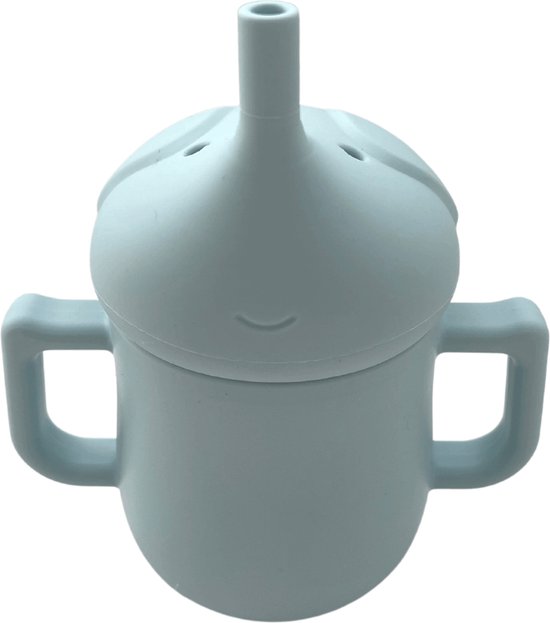 Mabebi - Drinkbeker met rietje - Oefenbeker - Trainingsbeker - Drinkbeker met handvaten - Drinkbeker olifant - Blauw van Mabebi