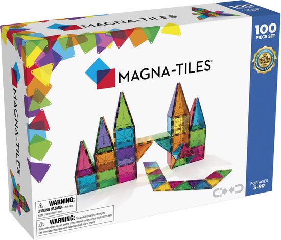 Magna Tiles - 100 stuks Clear Colors - Constructiespeelgoed van Magna-Tiles