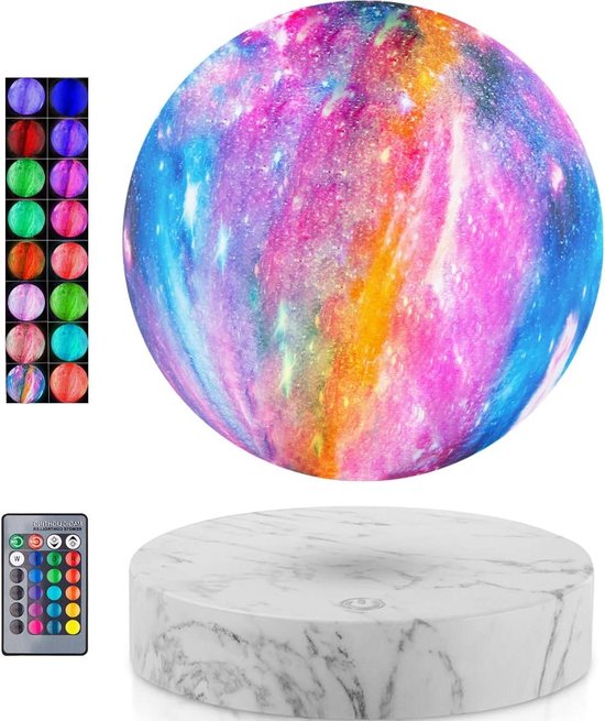 Magnetische zwevende maanlamp - 16 kleuren drijvende maanlamp met Melkweg design - nachtlampje voor thuis en op kantoor - unieke geschenken van Mydethun