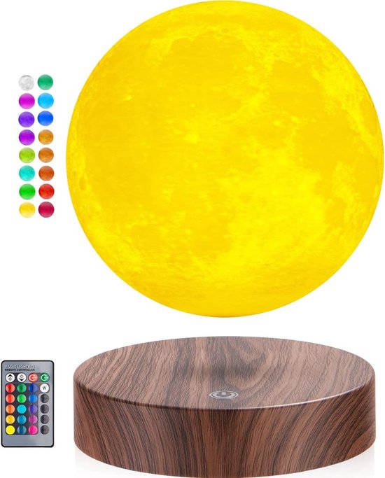 Magnetische Zwevende Maanlamp 16 Kleuren LED Nachtlamp Decoratie Jongenskamer Meisjeskamer van Merkloos