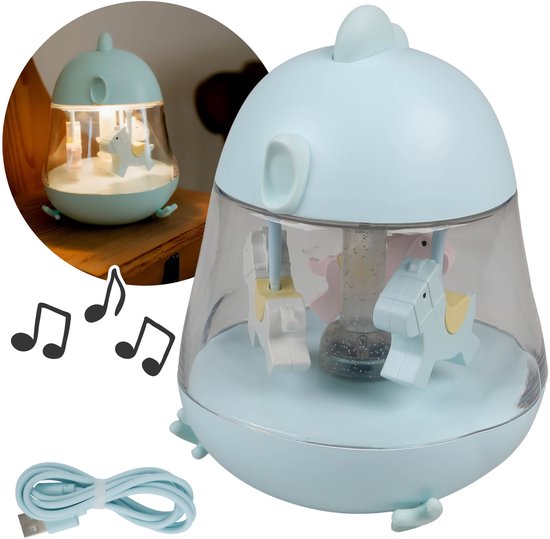 Mary's Blauwe muziekdoos met LED-nachtlampje, lamp voor kinderkamer, USB warm RGB-licht van sarcia.eu
