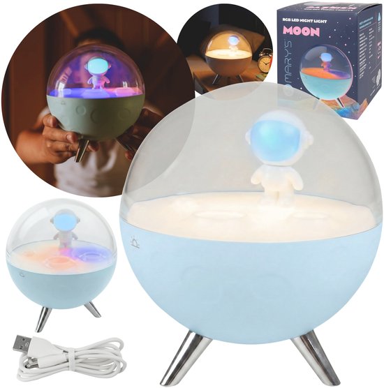 Mary's LED nachtlampje maan blauw, lampje voor kinderkamer, USB regelbare RGB verlichting van Mary's