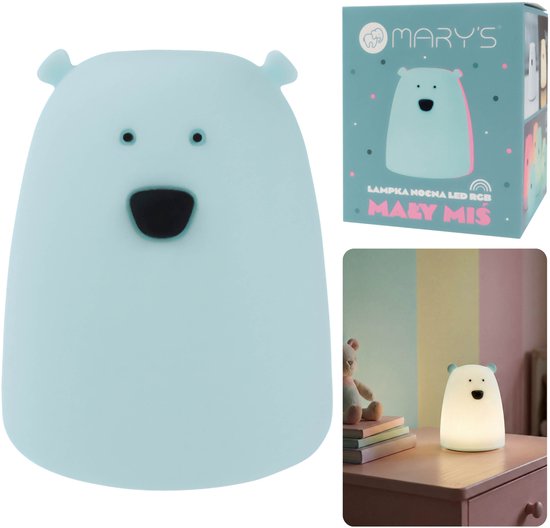 Mary's Siliconen LED-nachtlampje beer, batterijgevoede lamp voor kinderkamer, warm RGB-licht van Mary's
