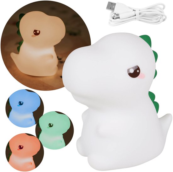 Mary's Siliconen LED-nachtlampje, T-REX-dinosaurus, slaaplampje voor de kinderkamer, USB warm RGB-licht van Merkloos
