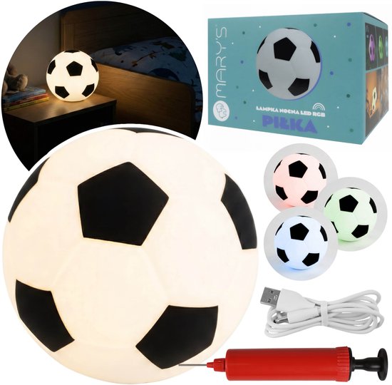 Mary's Siliconen LED-nachtlampje, voetbal met pompje, slaaplampje voor de kamer van een fan, USB warm RGB-licht van Merkloos