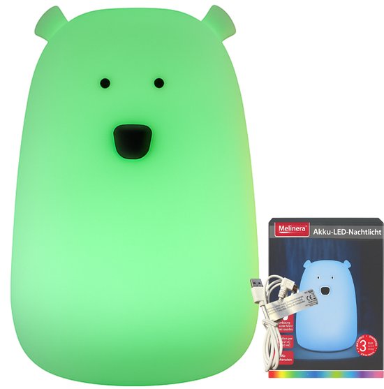 Melinera® Nachtlampjes – Beer – LED Nachtlamp Kinderen – Oplaadbaar via USB – Touch Bediening – Warm & Kleurenlicht – Vanaf 18 Maanden van Merkloos