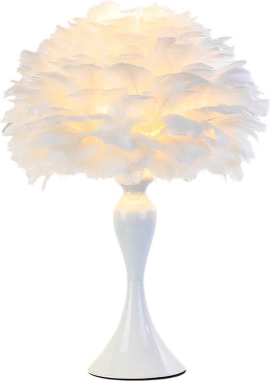 Mercadome® Nachtlamp - Nachtlampje - Leeslamp - Bedlamp - Bureaulamp - Eendenveren - 3 lichtstanden - LED - Wit - 30x11x39cm van Mercadome®