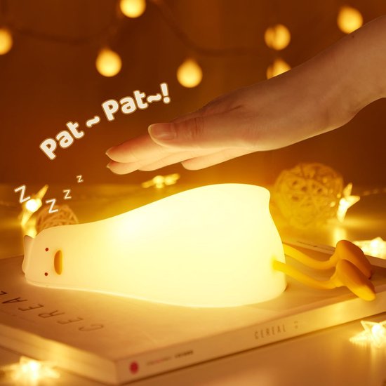 Merdoo Eend Nachtlampje Kinderen - Nachtlamp - Nachtlampje babykamer - Draadloos - Sfeerlamp - Tafellamp - Veilig voor kinderen - USB oplaadbaar - Timer - Voor kinderen van Merdoo